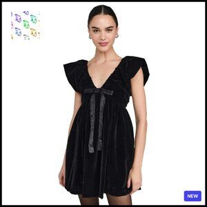 Velvet Satin Bow Mini Dress Elegant Y2K Chic Night Out Party Wear